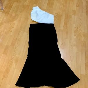 Black and white parry dress long